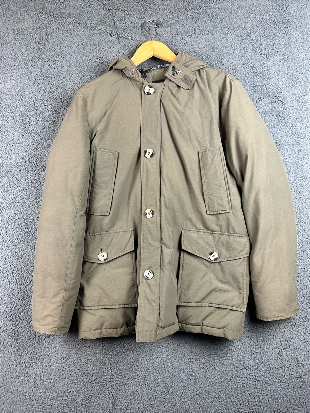 Airforce Kids Hooded Parka Jacket Olive Green Size 16 Padded Winter Coat
